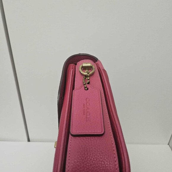 COACH Cassie Crossbody in Pebble Leather Colorblock - Cherry Multi - Picture 4 of 6